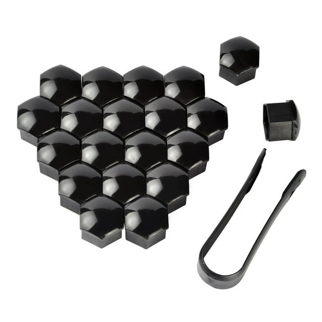 kurtrusly Pack de 20 Bouchons d'Écrou de Roue de Voiture Moyeu Auto Couvercle à Vis de Remplacement Automobile Noir 19mm 1Set