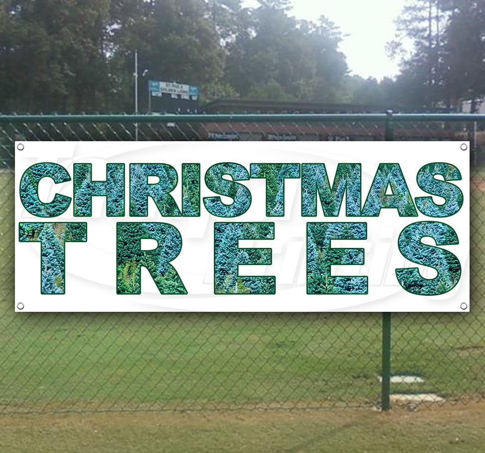 Christmas Trees Banner 13 oz | Non-Fabric | Heavy-Duty Vinyl Single-Sided with Metal Grommets