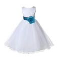 thumbnail image 2 of Ekidsbridal Girl Bridesmiad Flower Girl Dress - White Satin Tulle with Tiebow 829T-A (Size: S-12), 2 of 3