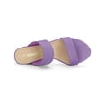 thumbnail image 4 of BLISSFUL STEP Women's Shoes Dual Straps Mid Block Heel Slide Sandals Purple 7, 4 of 7