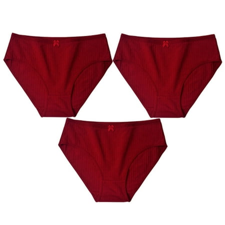 ATOYSOY Women s Clearance Solid Panty Comfy Underpants Multipack Hip Lifting Cotton Panties  3 Pack Stretchy Shapewear Control Briefs Seamless for Ladies Red XXL