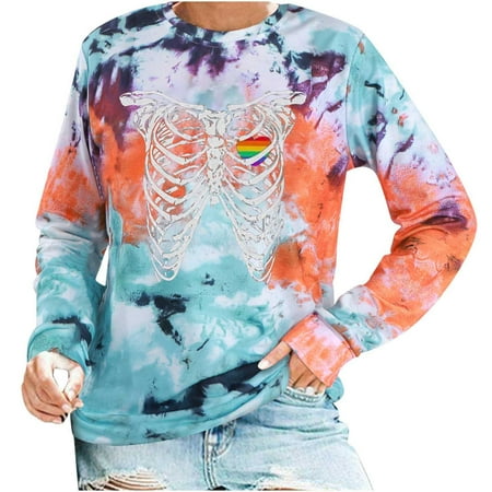 

Ziloco corset tops for women Fashion Woman Round Neck Long Sleeve T-Shirt Autumn Printing Loose Blouse Tops Multi-color S