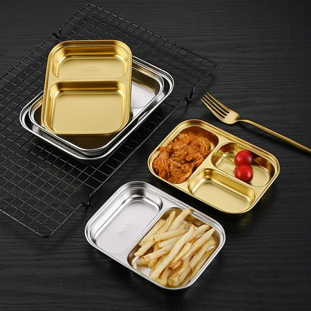 Stainless Steel Divided Dinner Tray Lunch Container Food Plate for School Cantee Walmart