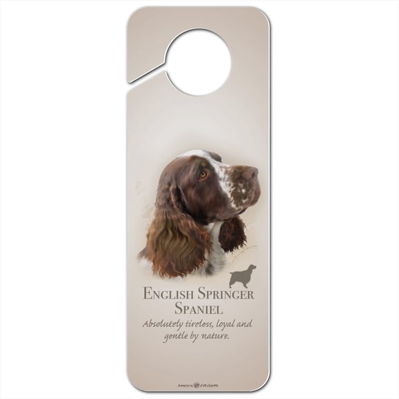 English Springer Spaniel Dog Breed Plastic Door Knob Hanger Sign