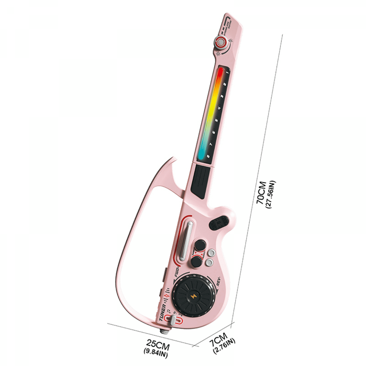 Kids Electric Guitar Playset, Kids Musical Instruments Set with DJ Turntable, Wireless Connect & Lights for Boys Girls Birthday Christmas Gifts(Light red)
