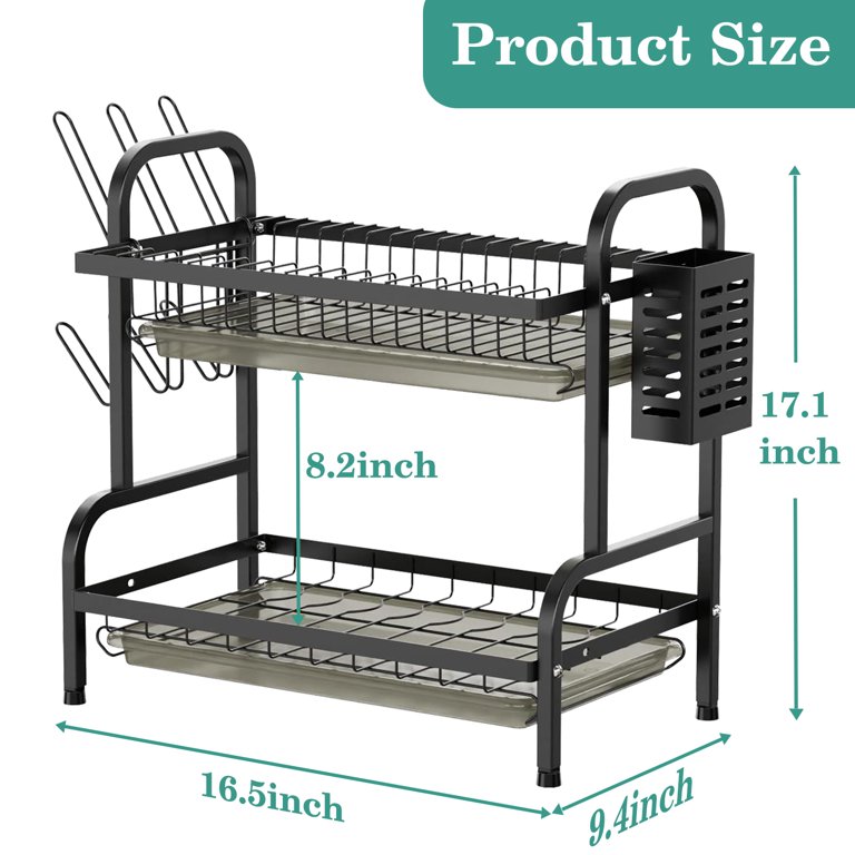 Santentre 2-Tier Dish Drying Rack with Removable Utensil Holder