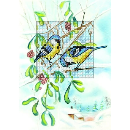 UPC: 5902067304013 | Complete counted cross stitch kit – greetings card Blue Titmice 6268