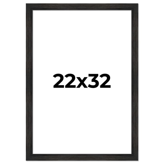 22x32 Distressed/Aged Black Wood Picture Frame - UV Acrylic, Foam Board Backing, & Hanging Hardware Included!