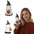 thumbnail image 5 of Halloween Ghost Statue, Ghost Holding Pumpkin Decor, Resin Halloween Tabletop Decoration, Cute White Ghost Figurine, Fall Shelf Mantel Fireplace Home Decor, Halloween Collectible Ornament, 5 of 7