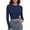 Navy, variant on Tops for Women Ribbed Knit Long Sleeve Crop Basic Slim Fit Crewneck Comfort Womens Athletic Tops,Navy,S
