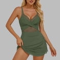 thumbnail image 2 of Aboser Womens One Piece Swimdress High Waisted Mesh Sheer Swimsuits Push Up Padded Bathing Suit Slim Fit Summer Beachwear, 2 of 9