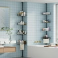 thumbnail image 7 of Corner Shower Caddy Tension Pole, 76 in-110 in Adjustable Bathroom Organizer Shelves, 4-Tier Rustproof Bathroom Shelves with Built-In Towel Bars to Space-Saving, Black, 7 of 7