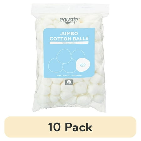(10 pack) Equate Jumbo Cotton Balls, 200 Count