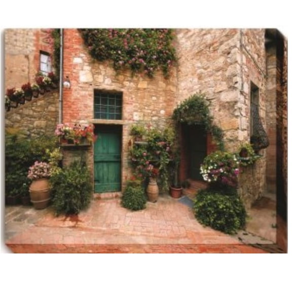 Outdoor Living and Style Brown and Green Estate Toscana Outdoor Canvas Rectangular Wall Art Decor