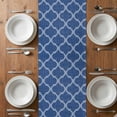 thumbnail image 4 of Table Runner 36 Inches Long for Kitchen Dining, Dark Blue Morocco Dresser Scarf Farmhouse, Dining Table Decorations for Wedding/Parties, Ethnic Abstract Geometric Quatrefoil Grid 13 x 36 In, 4 of 8