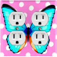 thumbnail image 1 of Metal Light Switch Plate Cover Unique Teal Butterfly Pink Polka Dots BUT032, 1 of 13