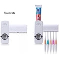 thumbnail image 2 of Automatic Toothpaste Dispenser with Wall Mount Toothbrush Holder Toothpaste Squeezer with 5 Brushes Set Kids Hands Free Toothpaste Dispenser for Shower Bathroom Sink (White), 2 of 3
