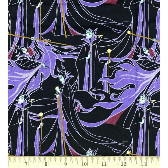 1 Yard - Disney Maleficent Sleeping Beauty Purple & Black Cotton Fabric (Great for Quilting, Sewing, Craft Projects, Throw Pillows & More) 1 Yard X 44" Wide