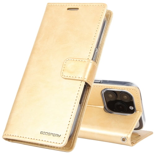 TopSave Goospery Bluemoon Card Slot w/Magnetic Clip Leather Folio Wallet Flip For iPhone 16 Pro (6.3"), Gold