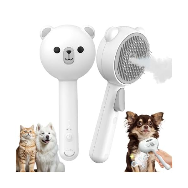 HAYAN Catosnap Brush - Pet Saviour Brush, 3-in-1 Self-Cleaning Pets Spray Hair Removal Comb, Cat Steam Brushes, Easepicks Dog Brushes, Doggo Comfy Pet Spray Comb for Tangle-Free Grooming (1*White)