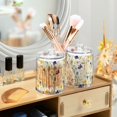 thumbnail image 3 of Yayeee 2 Pack Qtip Holder Bathroom Cotton Swab Canister with Lid Clear Dispenser Set, Blue Floral Rabbit, 3 of 6