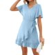 thumbnail image 3 of Vestidos de verano para mujer con cuello en V y volantes de lunares suizos, 3 of 5