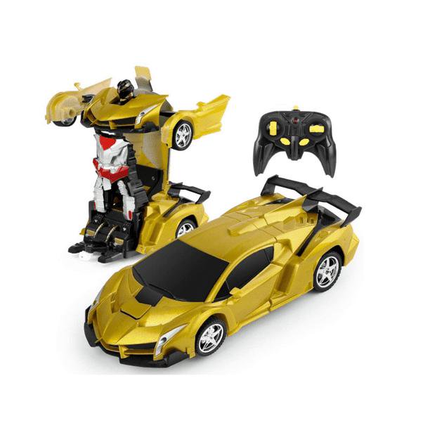 Robot transformador de coche con control remoto, robot transformador de coche con transformación de un botón y deriva giratoria de 360 grados, juguetes de robot de coches RC para niños y niñas