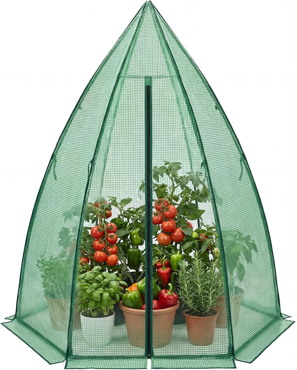 Garvee Mini Portable Greenhouse 54 x 54 x 71 inch, PE Cover with Roll-Up Zipper Door, Green