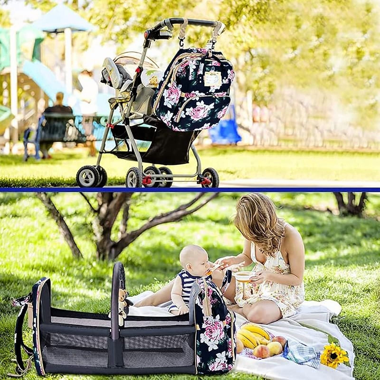 Diaper Bag Backpack with Changing Station, Foldable for Bady Toddler, 3 in 1 Large Capacity Newborn Essentials Organizer with Stroller Hook for Girls and Boys