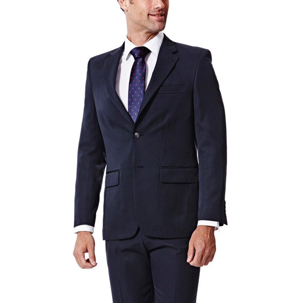 Haggar Men S Haggar Travel Performance Tailored Fit Suit Jacket Navy Blue Walmart Com Walmart Com