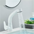 White Pull Out Bathroom Sink Faucet Hot Cold Water Mixer Crane Lift Up