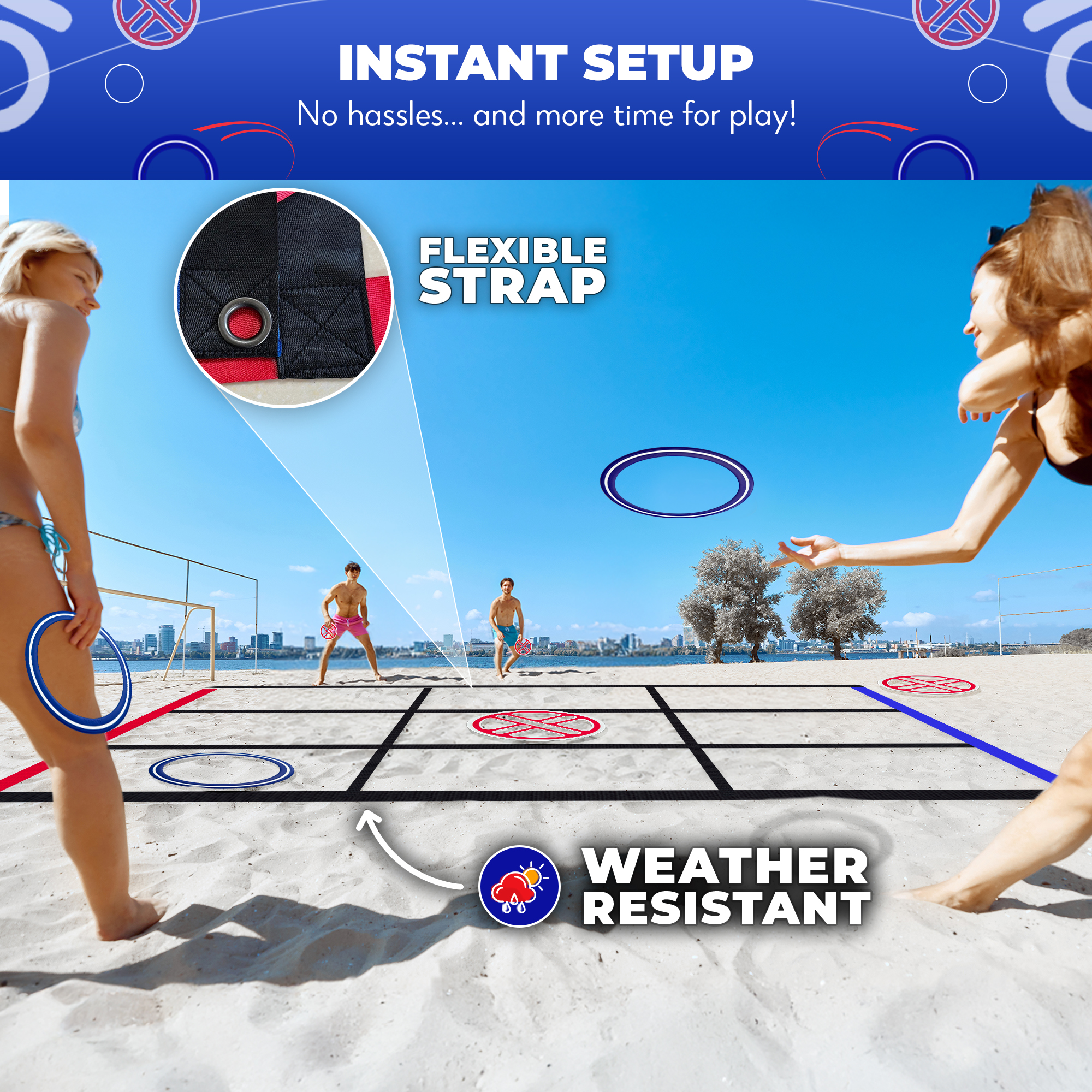 Swooc Games® - Fling Tac Toe™ (9ft x 9ft) Giant Tic Tac Toe Game Outdoor | Weatherproof Giant Outdoor Games for Adults and Family | Large Backyard Games for Kids | Jumbo Outside Yard & Lawn Game