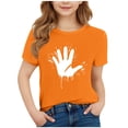 thumbnail image 2 of hengsof Girls Fashion Orange Shirt Short Sleeve T-Shirt, Kids Cute Printed Casual Crew Neck Top, Soft Everyday Pullover, Girls 3-15 Years, 2 of 4