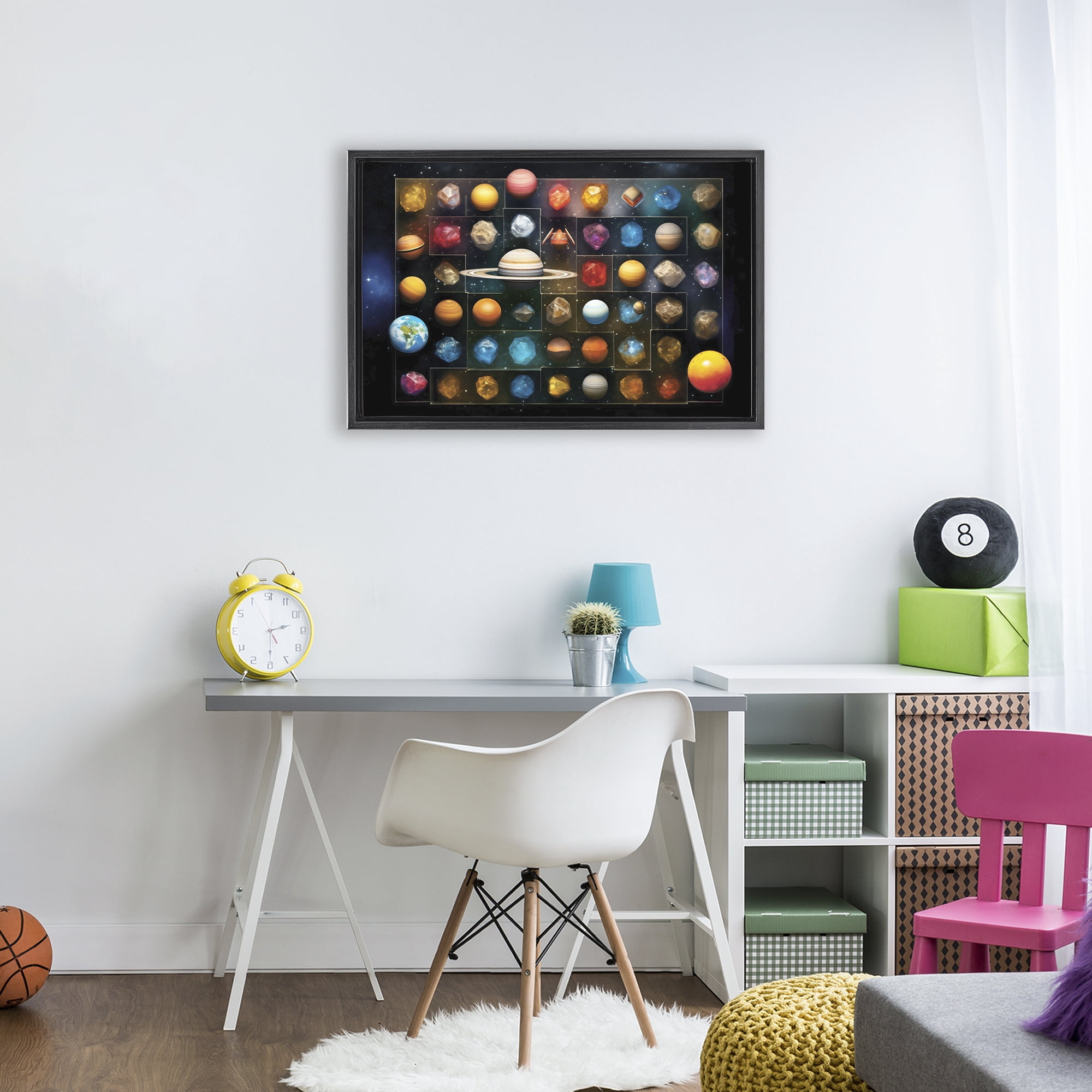 Stupell Industries Celestial Gems & Planets Black Framed Floater Canvas Wall Art, design by Ray Powers