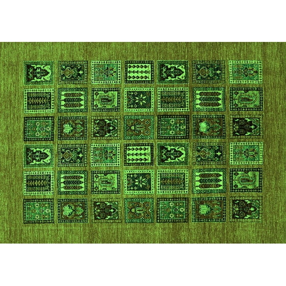 Ahgly Company Indoor Rectangle Abstract Green Modern Area Rugs, 7' x 9'