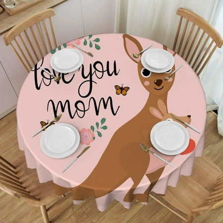 

Round Tablecloth 60 inch Cartoonkangaroo And Baby Joey Table Cloth Stain Resistance Water Repellent and Wrinkle-Free for Home Kitchen Dining Party Patio Indoor and Outdoor Use