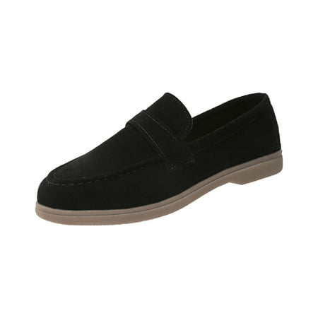 hopeusnice Women s Suede Loafer Shoes Slip On Comfortable Driving Moccasins Flats Breathable Lightweight Walking Sneakers Black 35