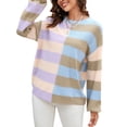 thumbnail image 6 of Biekopu Women Fall Pullover Sweater Tops,Striped Print Cute Soft Long Sleeve Knitwear Warm Streetwear, 6 of 9