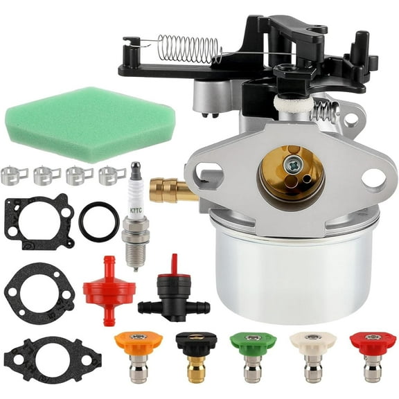 591137 Carburetor 796608 593599 Replacement for Troy Bilt 2700PSI 2900PSI 7.75 Hp 8.75 Hp 190CC Pressure Washer with Spark Plug Air Fuel Filter