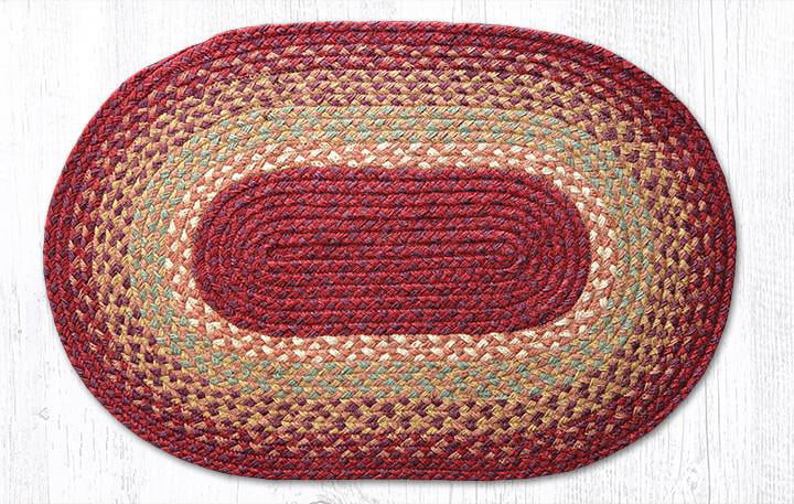Earth Rugs 20" x 30" Oval SUNFLOWERS 100% Natural Braided Jute Rug 