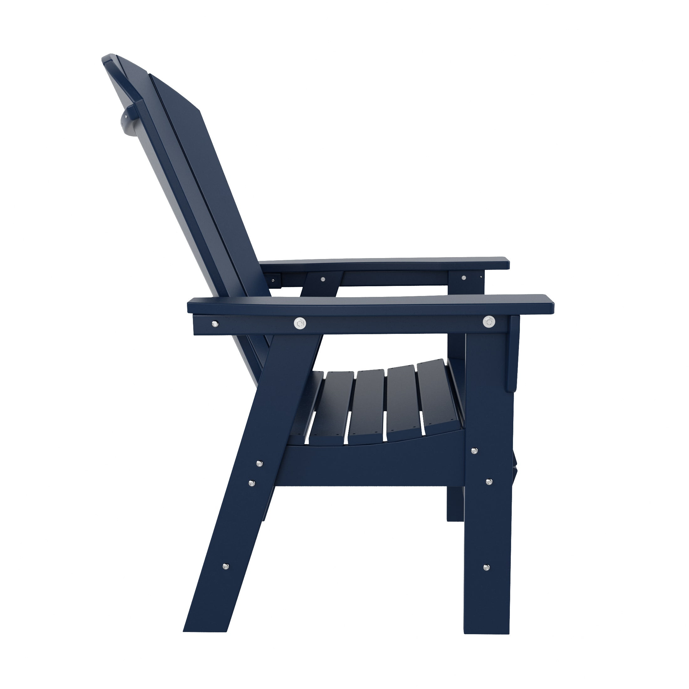 WestinTrends Malibu 5 Piece Adirondack Outdoor Dining Set, All Weather Poly Lumber Patio Table and Chairs Furniture Set, 43" Trestle Square Dining Table and 4 Adirondack Dining Chair, Navy Blue