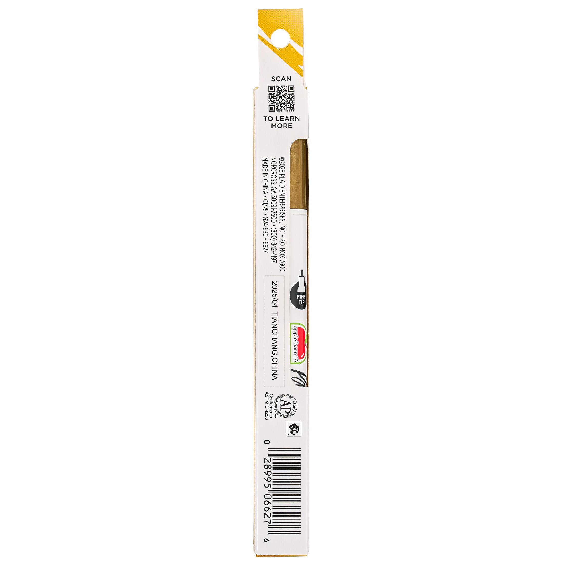 Apple Barrel Multi-Surface Fine Tip Paint Pen, Gold, 1 Piece