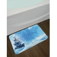 thumbnail image 2 of Winter Bath Mat, Artistic Rendition of Snowy Season of Year Frozen Pine Tree Snowflakes Falling Down, Non-Slip Plush Mat Bathroom Kitchen Laundry Room Decor, 29.5 X 17.5 Inches, Blue White, Ambesonne, 2 of 2