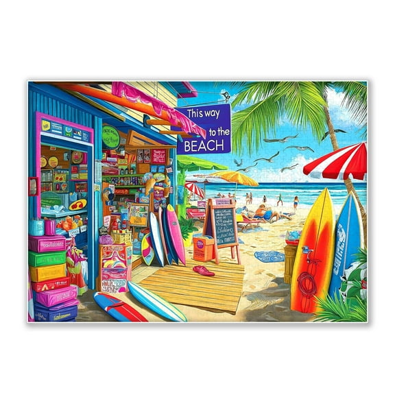 Beach Shop - Surf Shack by The Sea in Summer 1000 Piece Adult Jigsaw Puzzle, Intellectual Challenge, Home Wall Decoration, Holiday Party, Birthday Gift, Adult Fun Jigsaw Puzzle.