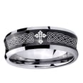 thumbnail image 2 of Celtic Cross 8MM Concave Black Tungsten Men Ring, 2 of 2