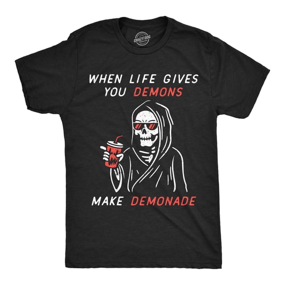 Mens Funny T Shirts When Life Gives You Demons Make Demonade Sarcastic Graphic Novelty Tee for Men Graphic Tees