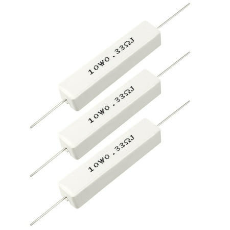 - 10W 0.33 Ohm Power Resistor Ceramic Cement Resistor Axial 3 Pcs White