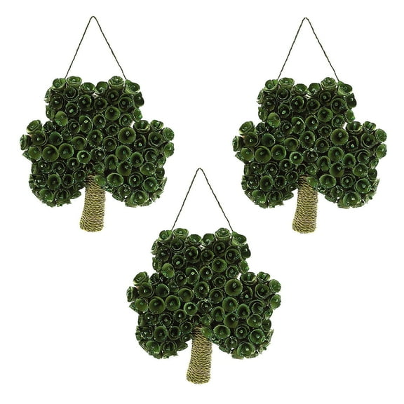 Shamrock-Shaped Wreaths, Home Decor, St. Patrick's Day, 3 Pieces