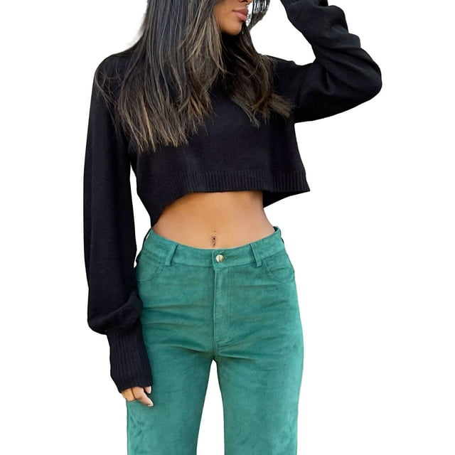 Gupgi Pulls à Col Roulé Femmes Couleur Unie à Manches Longues Tricot Pull Automne Hiver Tricots Décontractés