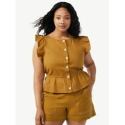 Free Assembly Women's Flutter Sleeve Waisted Top